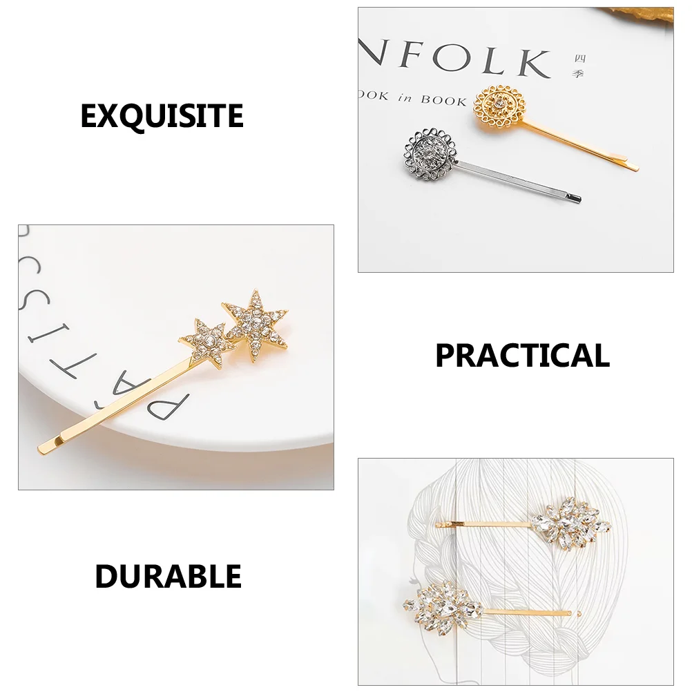 

5Pcs Hairpin Set Metal Alloy Hair Clips Rhinestone Bobby Pin Lasting Women Hair Accessories Bridal Wedding Hair