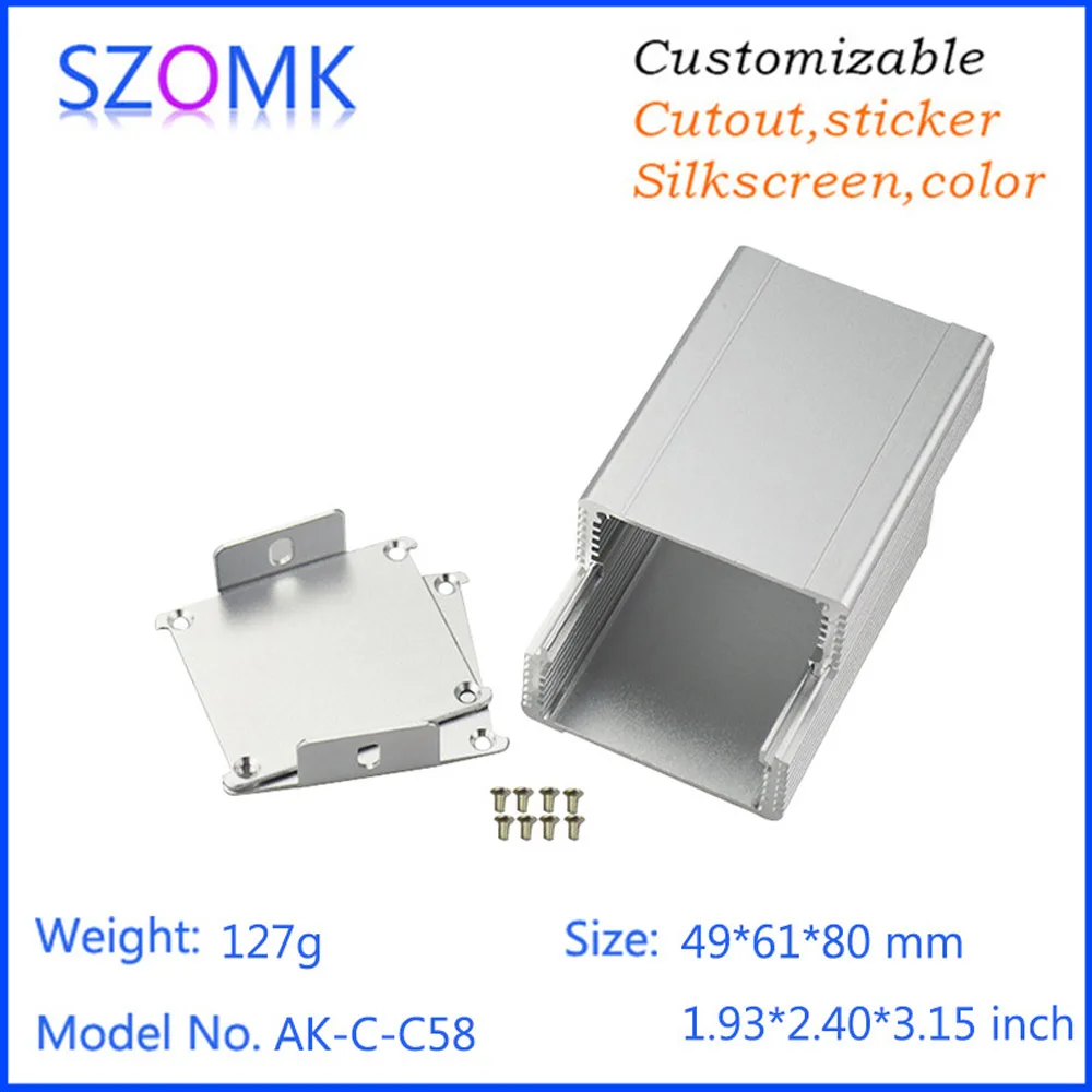 1Piece 49*61*80mm szomk aluminum box for electronic project outlet boxes silvery electronics diy aluminum project case