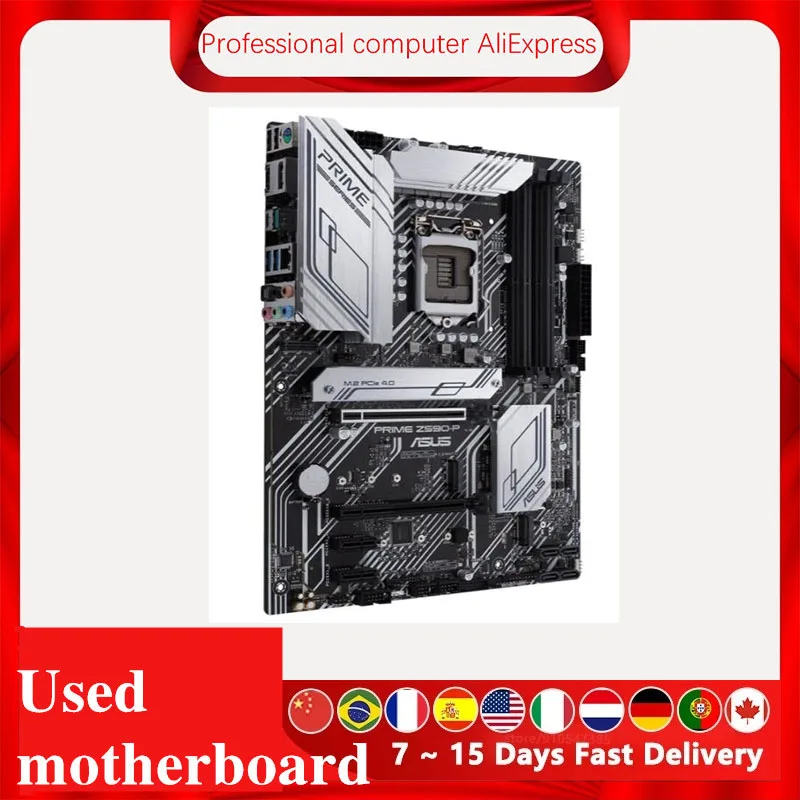 Used For Asus PRIME Z590-P Z590P Original Desktop Z590 DDR4 PCI-E4.0 Motherboard LGA 1200 Support i9 11900K 11th