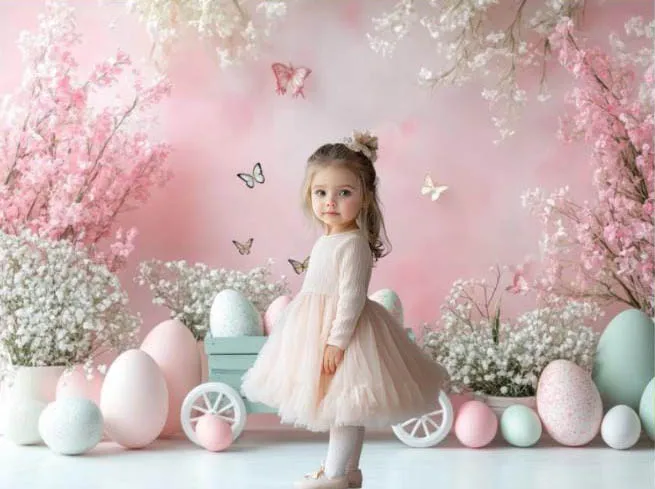 Mehofond Photography Background Spring Easter Floral Butterfly Eggs Kid Birthday Cake Smash Portrait Decor Backdrop Photo Studio