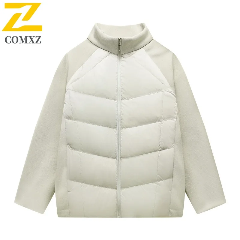 COMXZ 2025 Men Winter Stand Collar Puffer Jacket American Style GrapheneThickened Waterproof Windproof Casual Outdoor Sport Coat