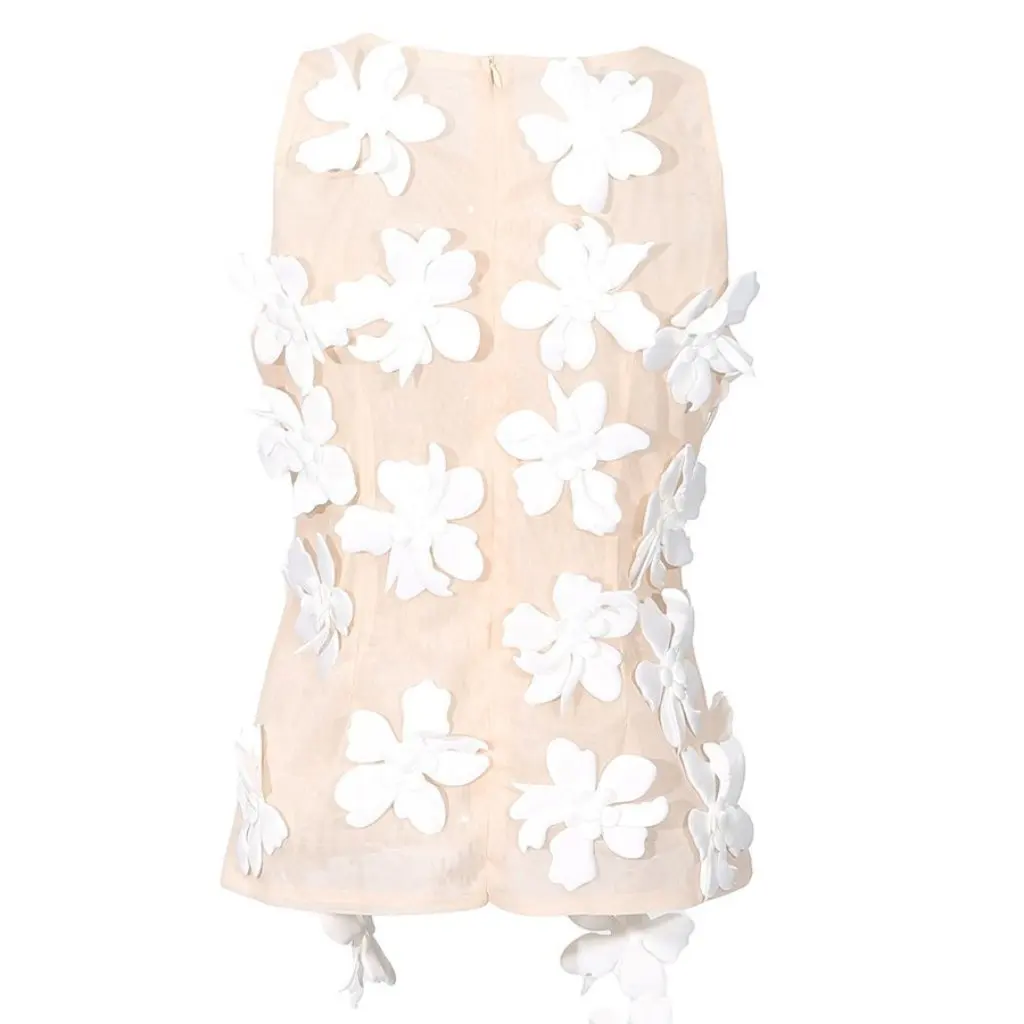 

Летний жилет во французском стиле без рукавов, тонкий топ, высококачественный дизайн, стерео цветок, красивая новинка