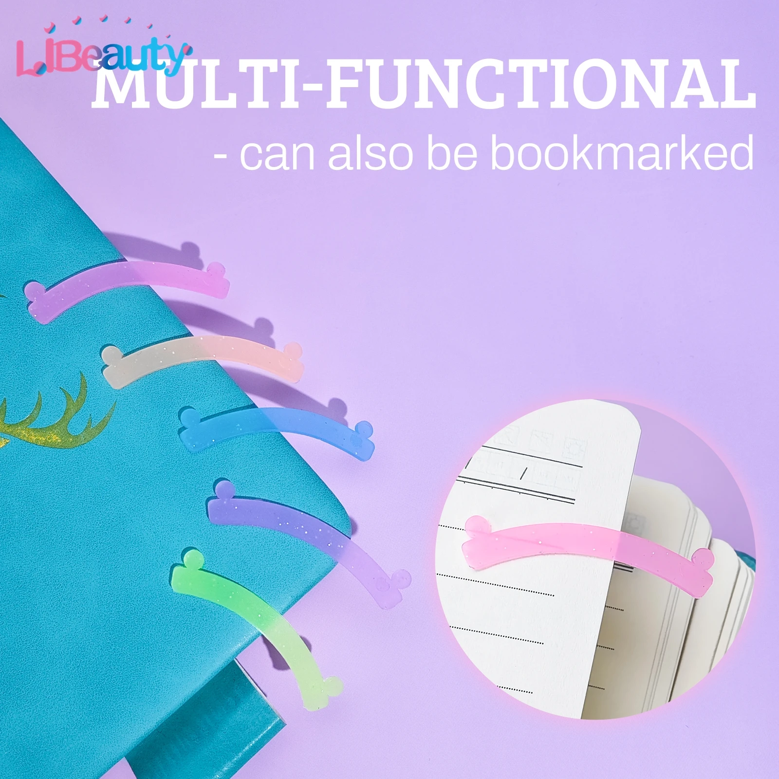 Libeauty 5 ペアレインボーカーラーリボン再利用可能なシリコーンラッシュリフトパッドカバーアイラッシュアクセサリーメイクアップと美容ツール