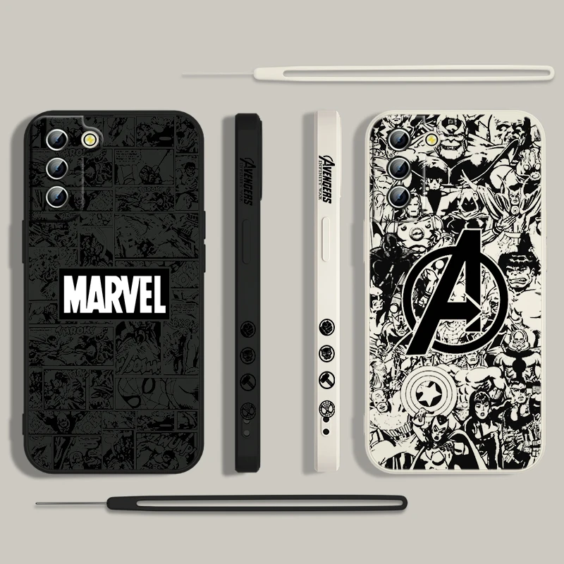 Marvel Avengers Phone Case For Samsung Galaxy S24 S23 S22 S21 S20 Pro FE Plus Ultra Liquid Left Rope Cover