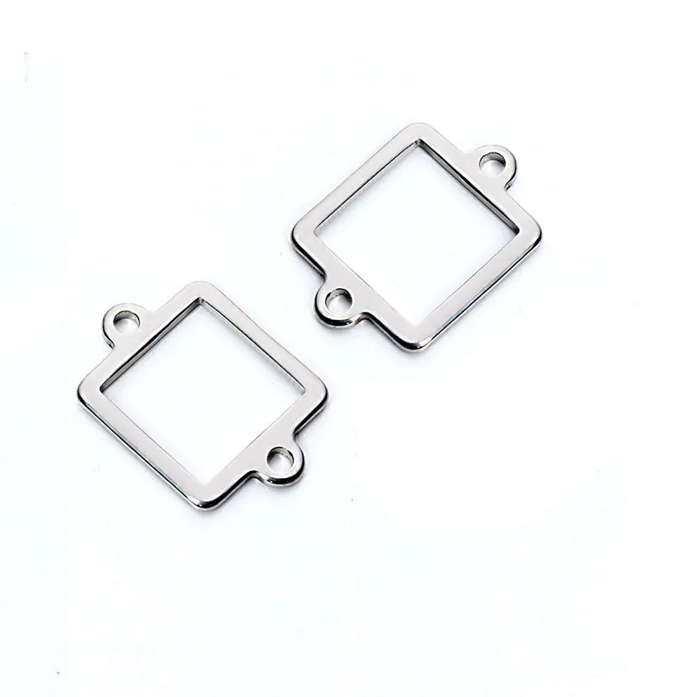 

20Pcs Stainless Steel Jewelry Base Double Hole Pendant Tray Corrosion Resistant DIY Making Accessory for Necklace Crafts
