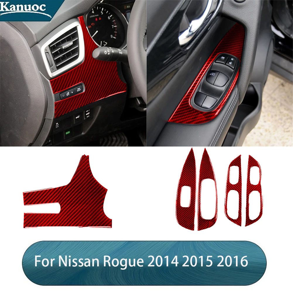 

For Nissan Rogue 2014 2015 2016 Carbon Fiber Red Stickers Cover Trim Car Interior Decorative Accessories