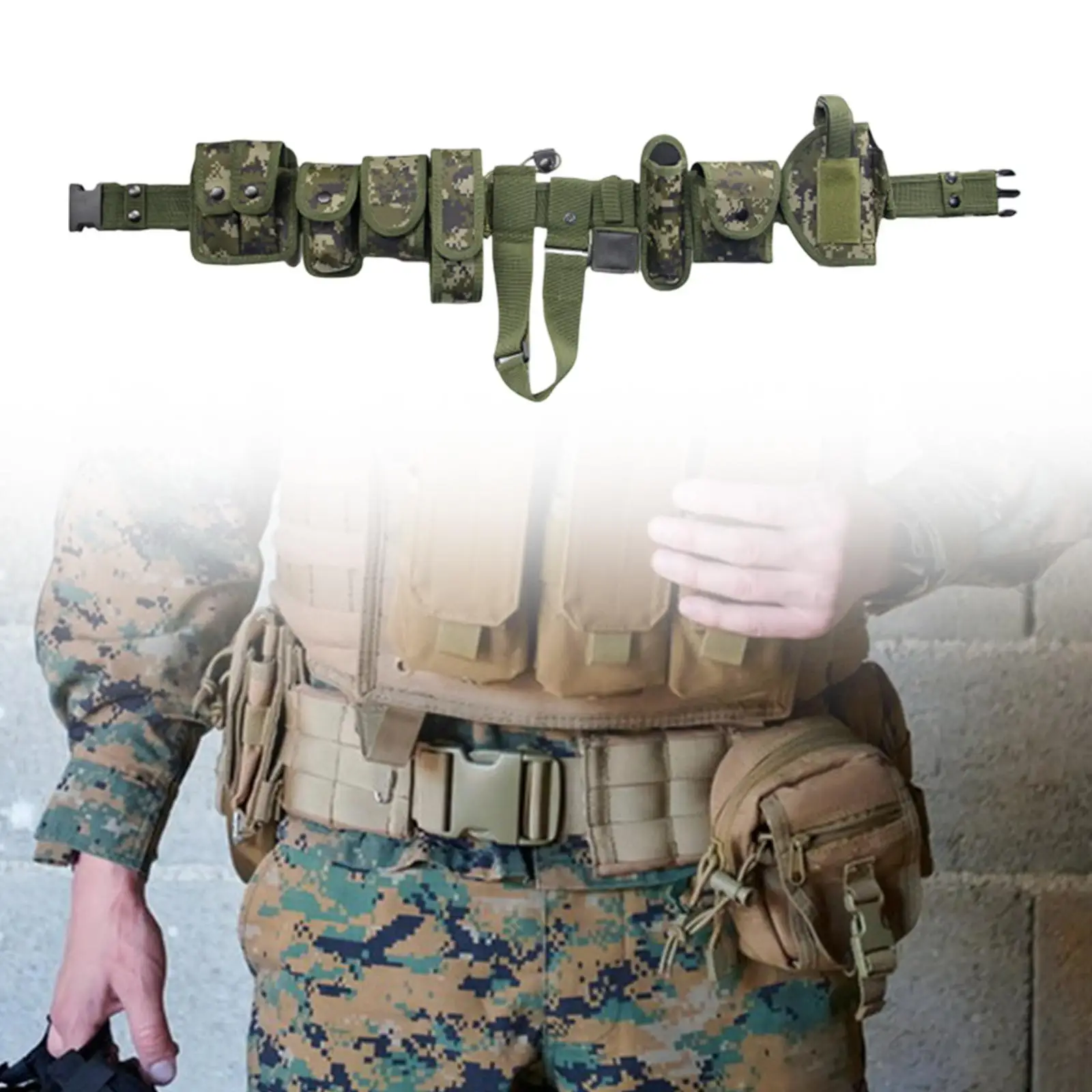 Duty Belt with Bag Police Duty Utility Belts for Security Personnel Outdoor Enthusiasts Police Officers Mountain Climbing Hiking