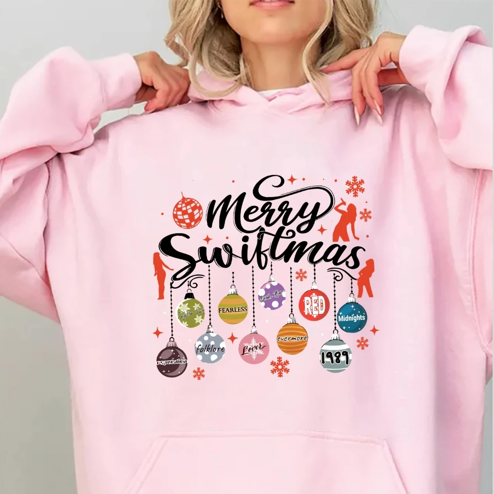 Merry Swiftmas Christmas Hoodie Holiday Season New Year's Eve Celebrations Parties Top Women Vintage Stylish Chic Outfit