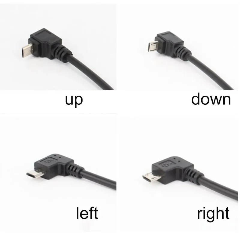 27cm Up/Down/Left/Right Angled 90 Degree Micro USB Male to Male Data Charge Connector Cable Adapter for Tablet Cell Phone C5