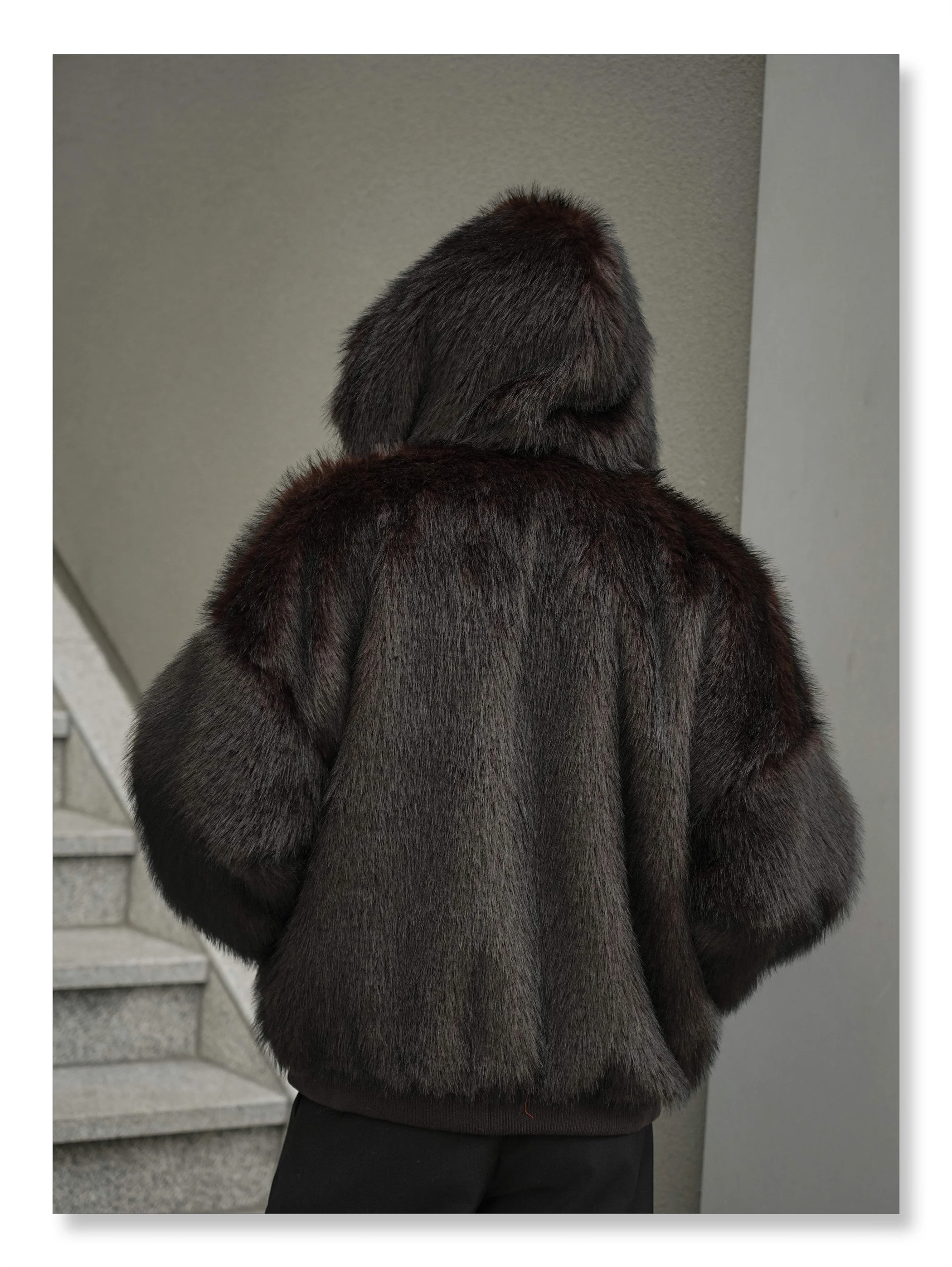 Men\'s 2024 Winter New Retro Fashion Faux Fur Coat Male Solid Color Long-sleeve Imitation Fur Hooded Cotton-padded High-end Coats