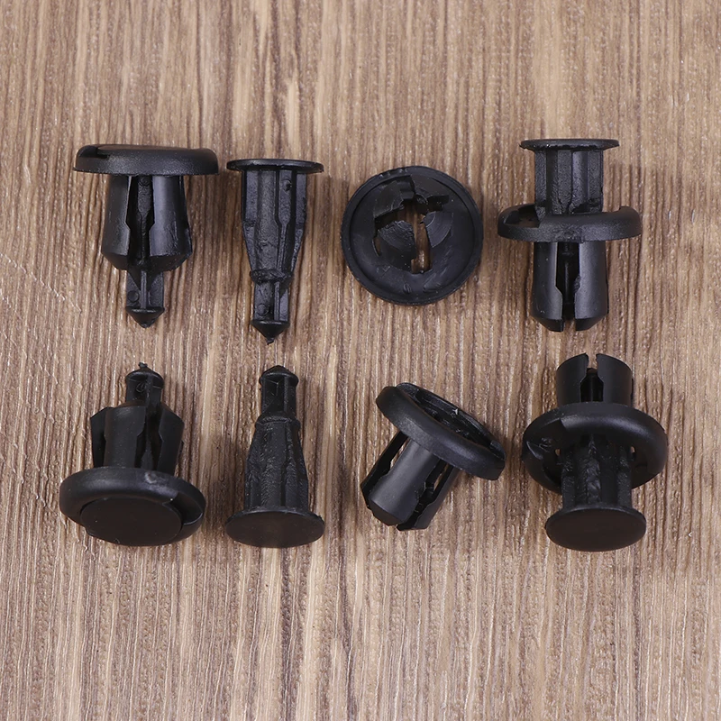 50/100Pcs 10mm Diameter 10mm Black Plastic Auto Fasteners Rivets Clips Vehicle Car Bumper Door Panel Liner Clips Retainer