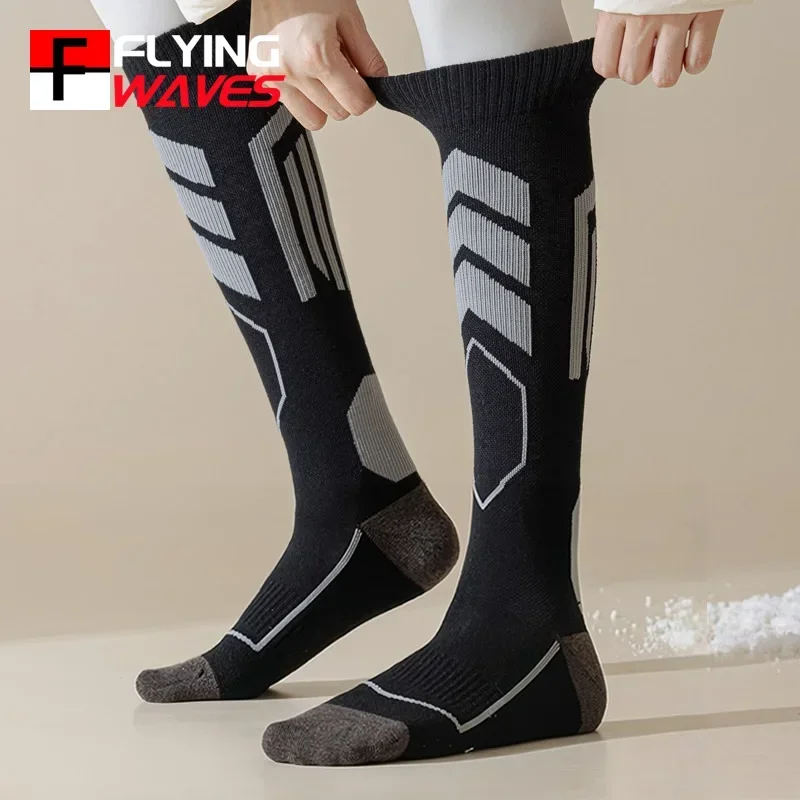 AliExpress flying waves 1 Pair Women Winter Ski Socks Thermal Warm Thick Sports Knee High Terry Socks for Skiing Snowboarding Cycling Hiking Running