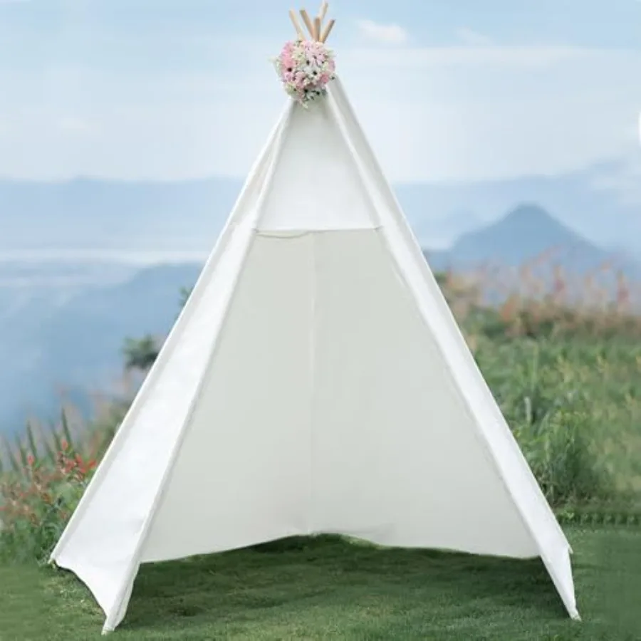 86 "H plus grand tipi jouer énorme pliable intérieur avec lumière étoilée grande toile extérieure pour adultes 5 côtés large avant ouvert avec