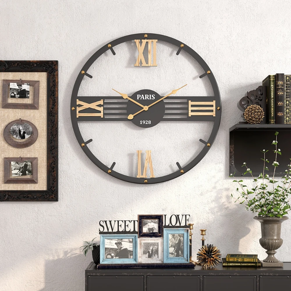 Modern Simple16 Inch Iron Wall Clock Nordic Home Decoration Living Room Wall Clock Dining Room 40cm Silent Metal Wall Watch