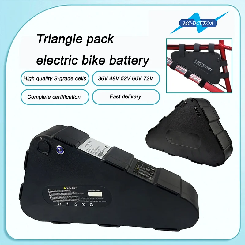 Triangle 36v 48v 52v electric bicycle 20ah 25ah 30ah lithium battery pack 60v 72v electric bicycle 2000w