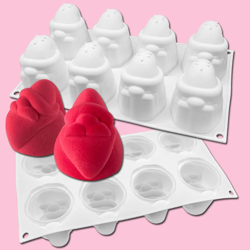 8-link Santa Claus Mousse Cake Silicone Mold Chocolate Silicone Mould Halloween Aroma Candle Moulds