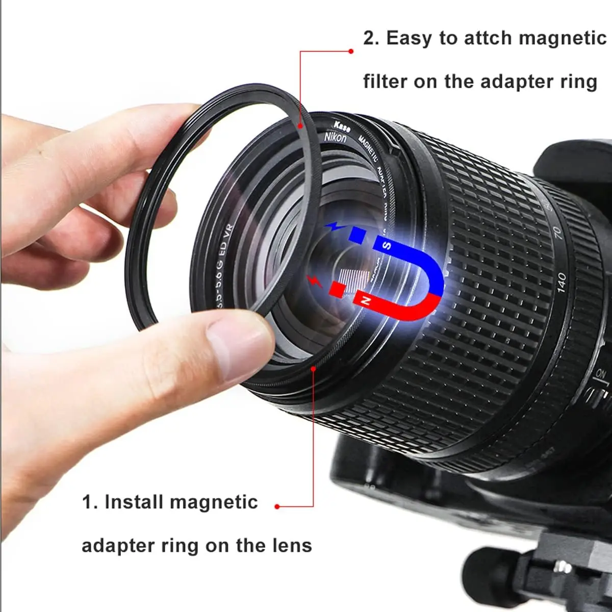 Kase KW Revolution Magnetic CPL Filter 49 52 55 58 62 67 72 77 82 86mm Silver Frame ( with magnetic adapter ring )