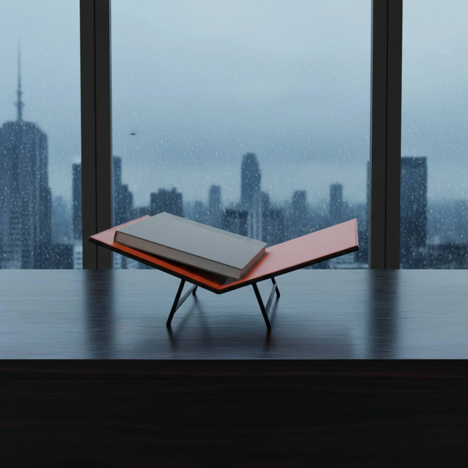 Book-Shaped Magazine Rack Leather-Like Panels unfoldedBook Magazine Holder Office Home Decor Slanted Design Household Organizer