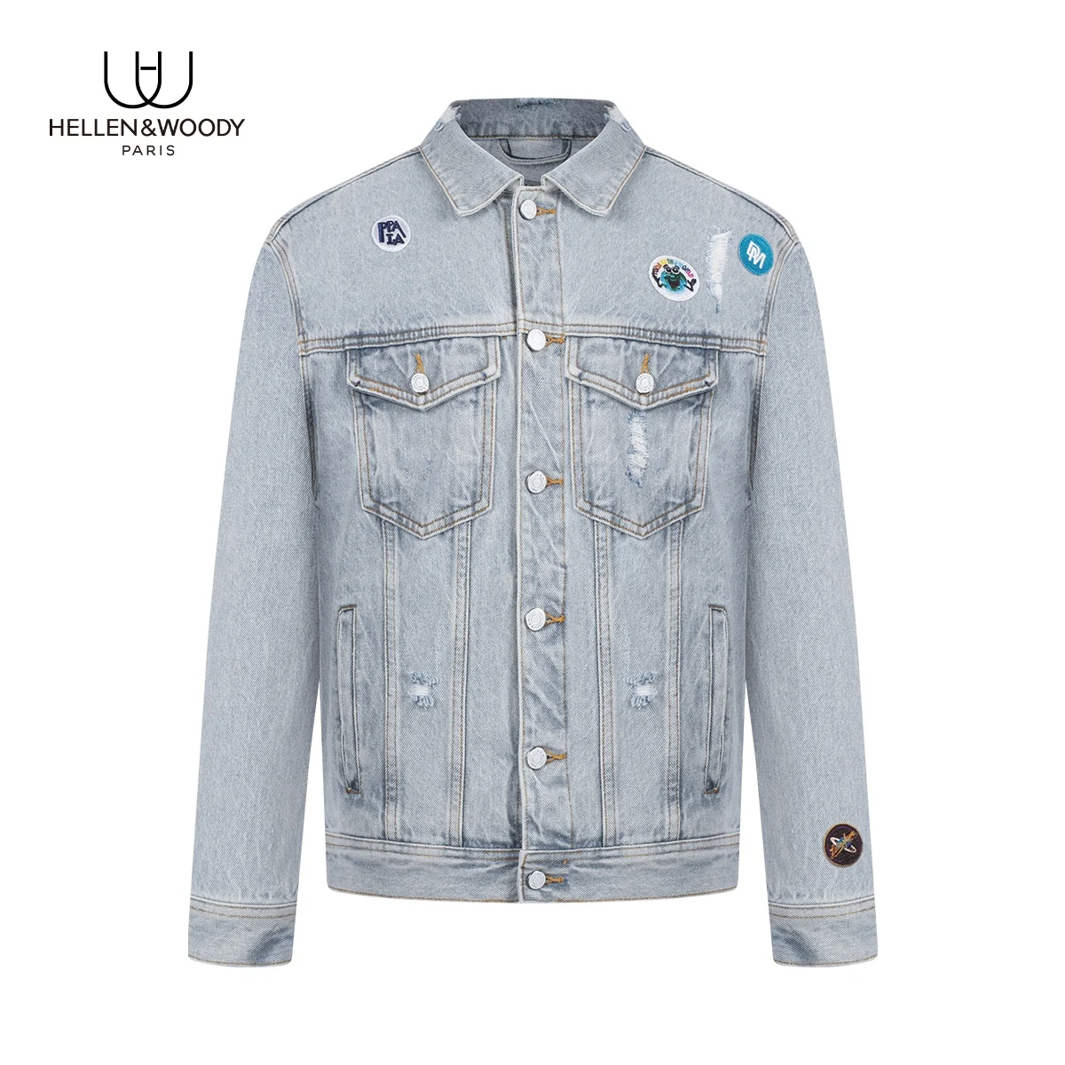 

Hellen&Woody Men Clothing Spring and Autumn New Denim Jacket Fashion Casual Slim Cotton for Commute 19QD221W