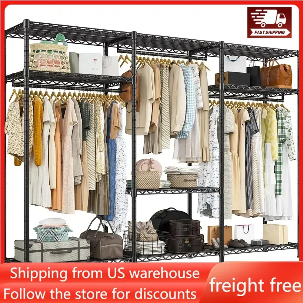 

Clothes Rack Heavy Duty Clothing Rack Load 795LBS Clothing Racks for Hanging Clothes Adjustable Wardrobe Closet Portabl