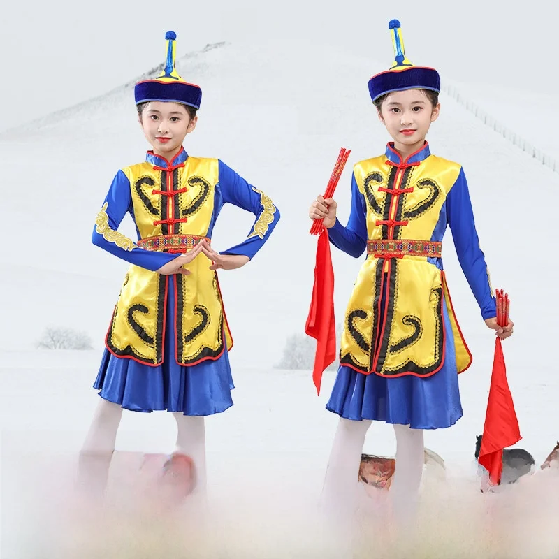 

Новый детский монгольский танцевальный костюм Happy Chopstis, костюм для выступлений, национальный танец, одежда для этнических выступлений