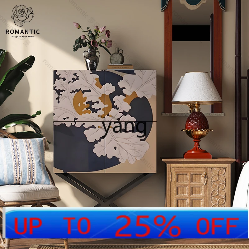 

LH retro dining side cabinet living room simple locker solid wood storage wall high cabinet