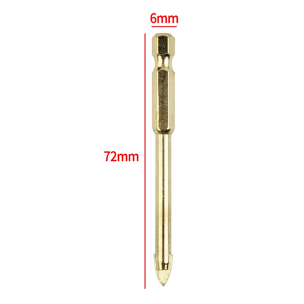 10 Stuks 6Mm Gelegeerd Keramisch Goud Speer Boor Kop Superhard Voor Het Boren Van Keramische Tegels Marmeren Glas Elektrisch Gereedschap Accessoires