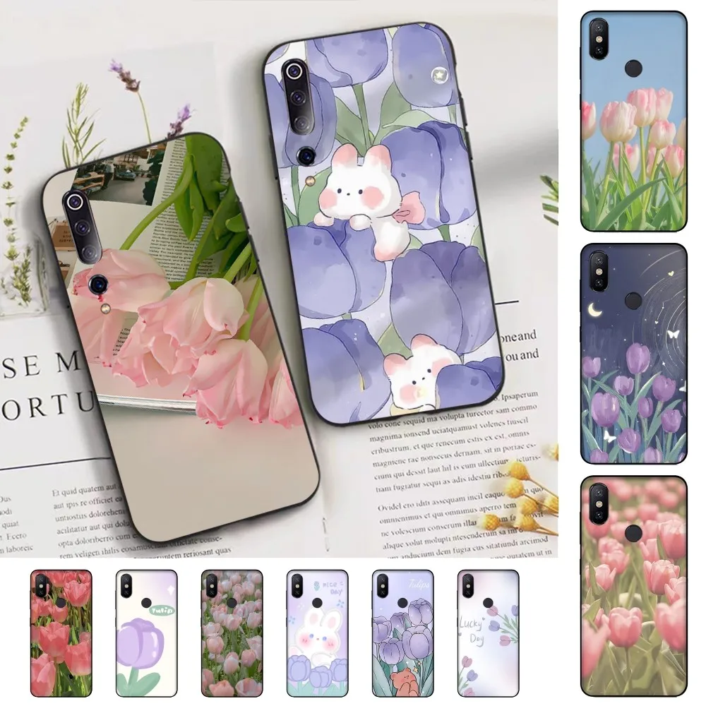 Ins Tulips Flower Phone Case For Xiaomi Mi 5X 8 9 10 11 12 Lite Pro 10T PocoX3pro PocoM3 Note 10 Pro Lite