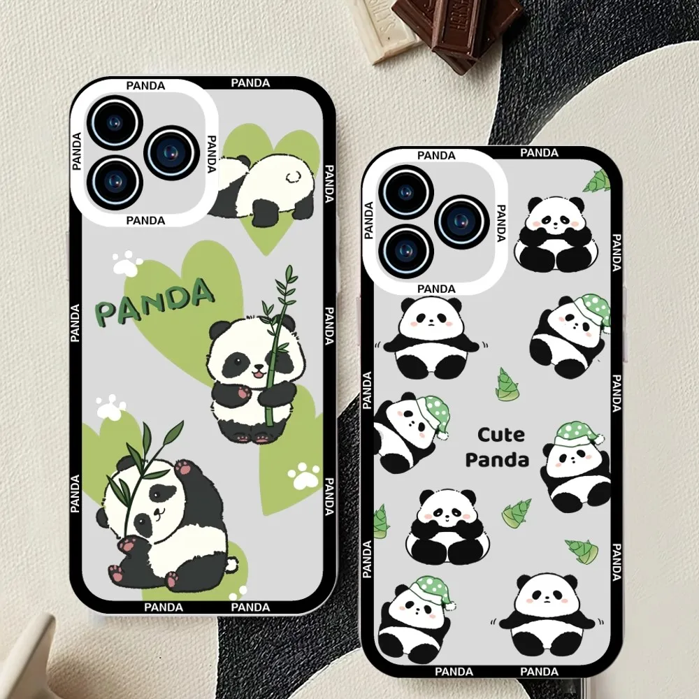 Cute Cartoon Panda Phone Case For Samsung Galaxy S23 S22 S21 S20 S10 Plus lite Ultra Transparent Shell