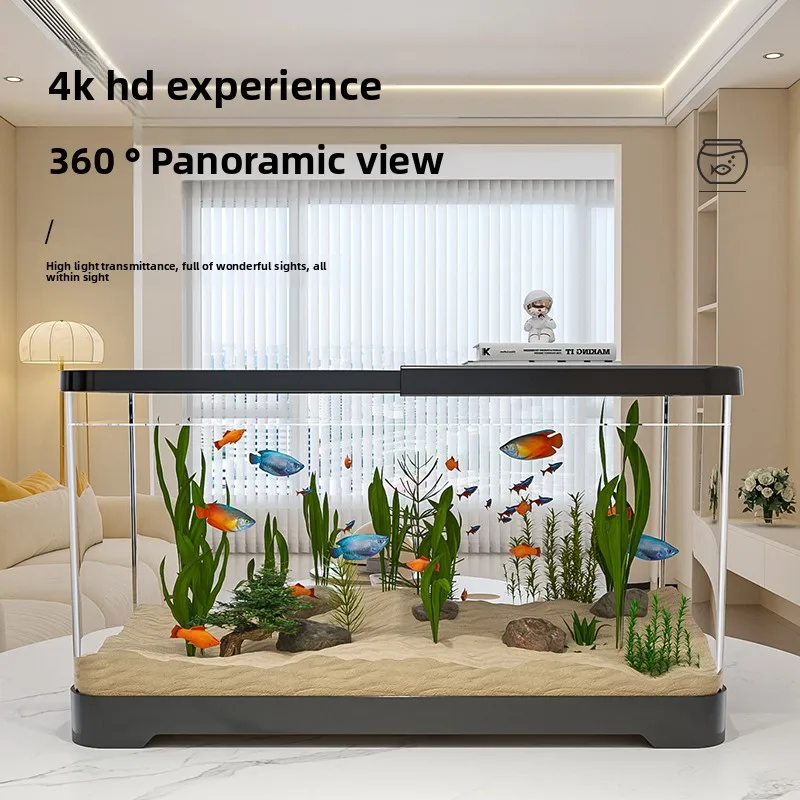 New Desktop Goldfish Tank with Built-in Filter Oxygen System Small Living Room Stream Ecosystem Complete Landscape Aquarium