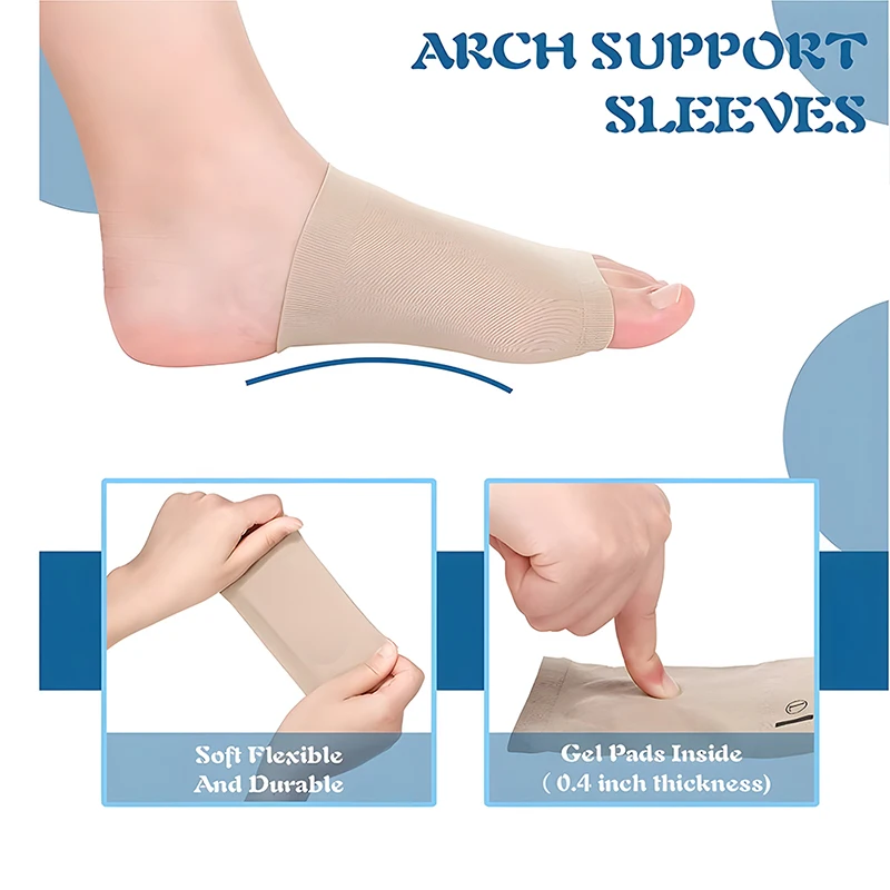 1 Pair Orthodic Insole Arch Support Foot Elastic Bandage with Gel Pad Inside Flat Foot Corrector Plantar Fasciitis Support