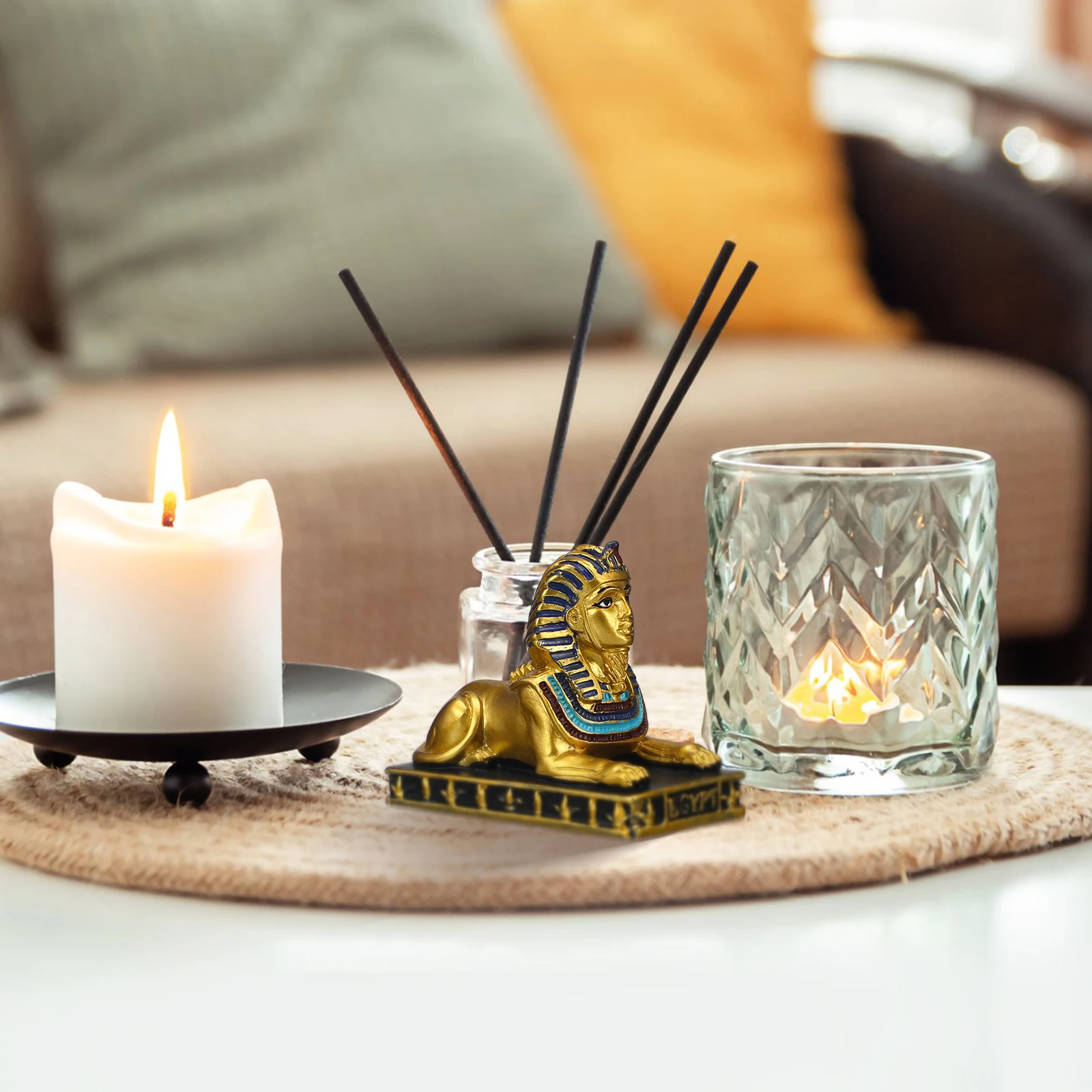 

1Pcs Creative Sphinx Home Decor Black Golden Resin Craft for Table Window Bedside Car Display Festival Atmosphere Enhancement