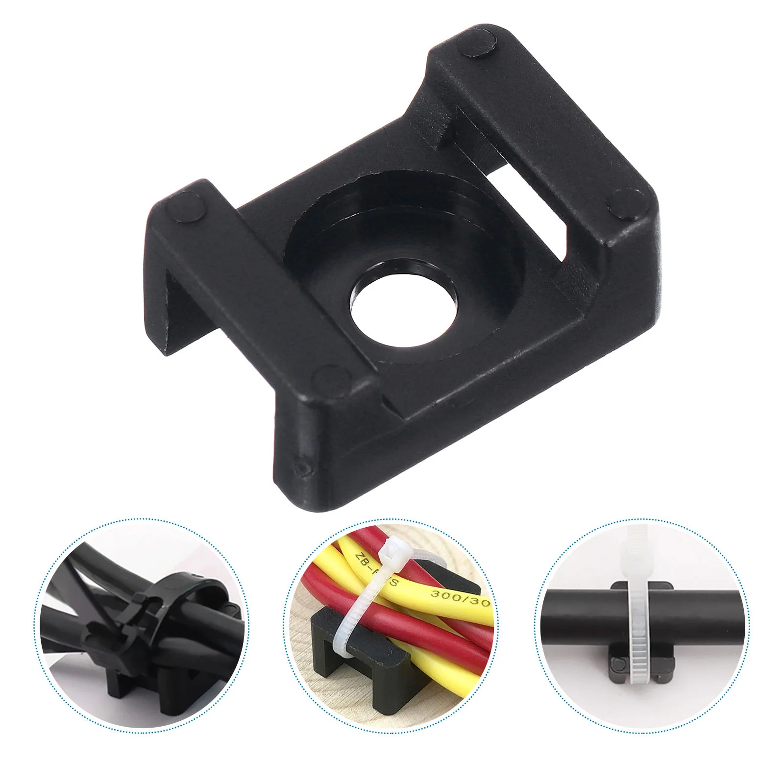 

120 Pcs Nylon Cable Tie Mount Saddle Fixing Seat Wire Holder Black Screw Installation Cables Wires ganization Hardware