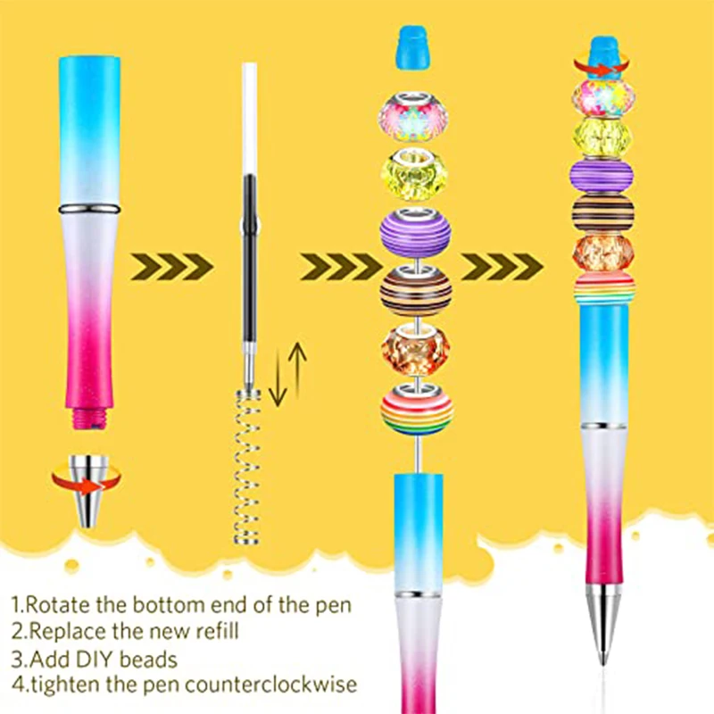 120Pcs Wholesale DIY Beadable Pens Gradient Glitter for Reseller Bulk Orders