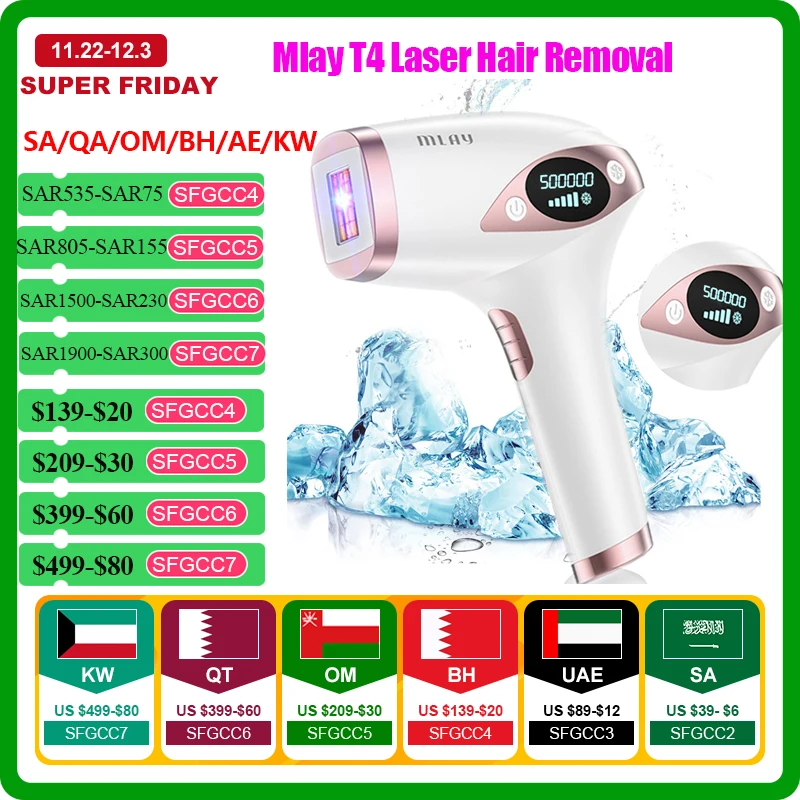 MLAY T4 Laser  Hair Removal Machine Ice Cool Permanent IPL laser Epilator Hair Remover Device Mlay Laser for Body Facial Bikini