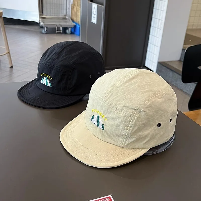 Japanese style Quick Drying Short Brimmed Baseball Hat Female Street Soft Brimmed Five Piece Mountain Sun Hat Forest Embroidery