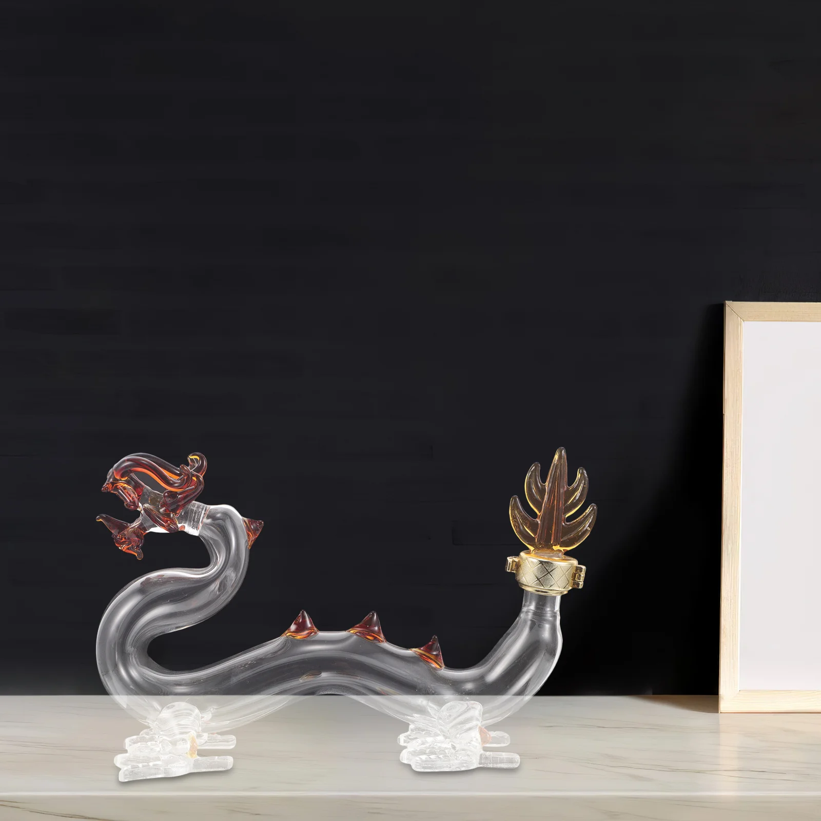 

Dragon Shaped Glass Liquors Bottle Transparent Handcrafted Decorative Whiskey Wine Holder Table Storage Unique Artistic Glass