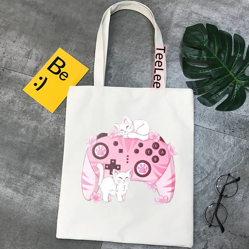 Unisex Shopper Cute cartoon Boba Tea Printed Tote Bag Women Harajuku Shopper Handbag Shoulder Shopping Bag kpop Canvas Bag