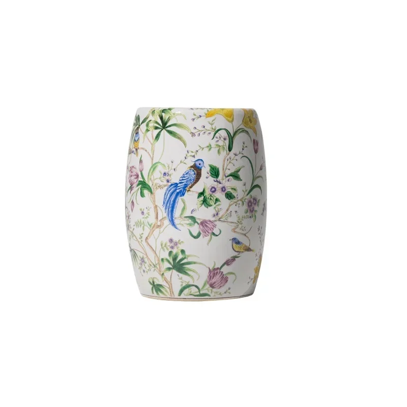 Ice cracked ceramic drum stool glaze multicolored new Chinese seat pier edge few