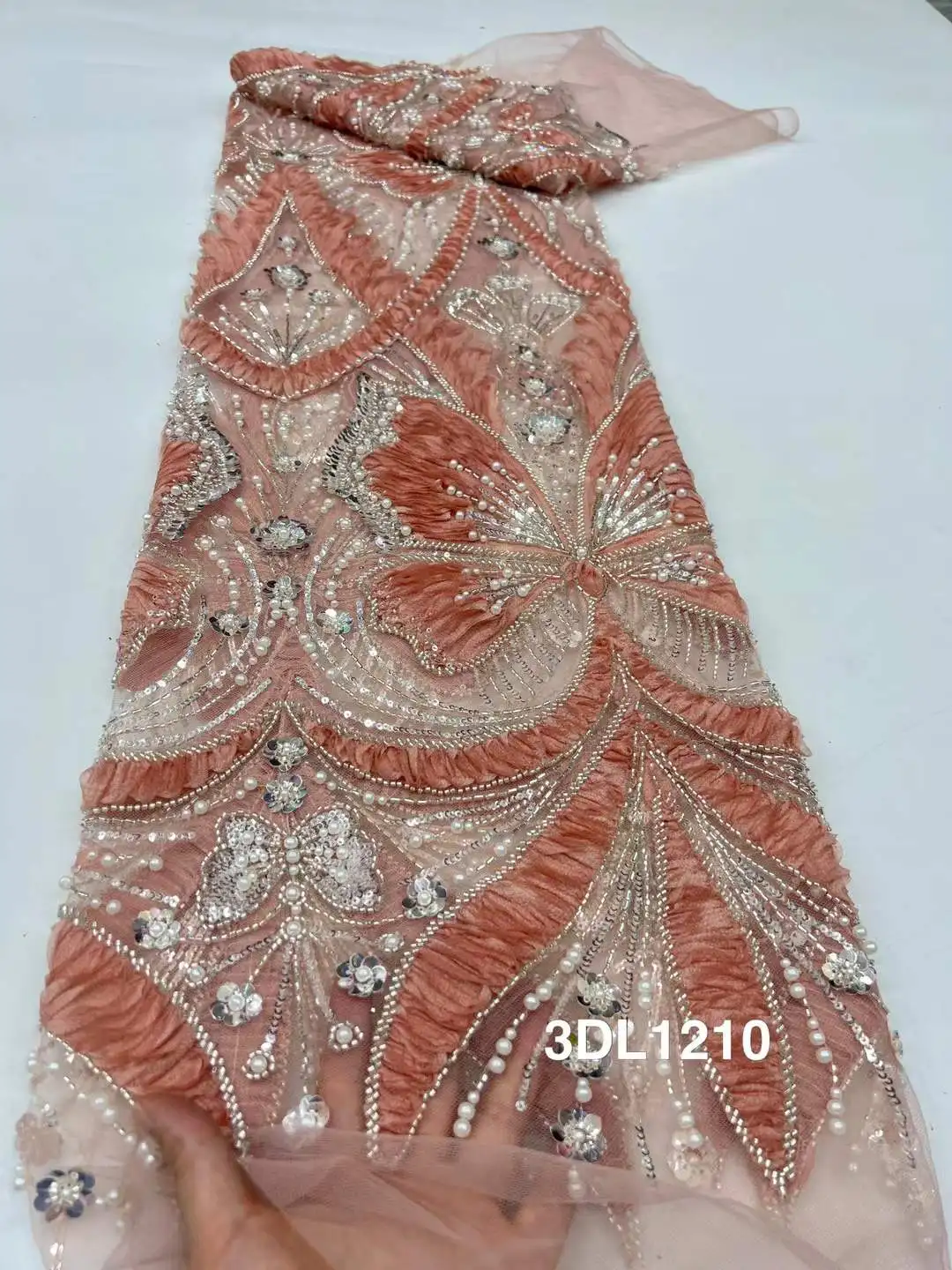 Африканская кружевная ткань с блестками, 2025 г., высокое качество, тюль, кружево, французский нигерийский жених, кружевная ткань с бисером для шитья свадебного платья