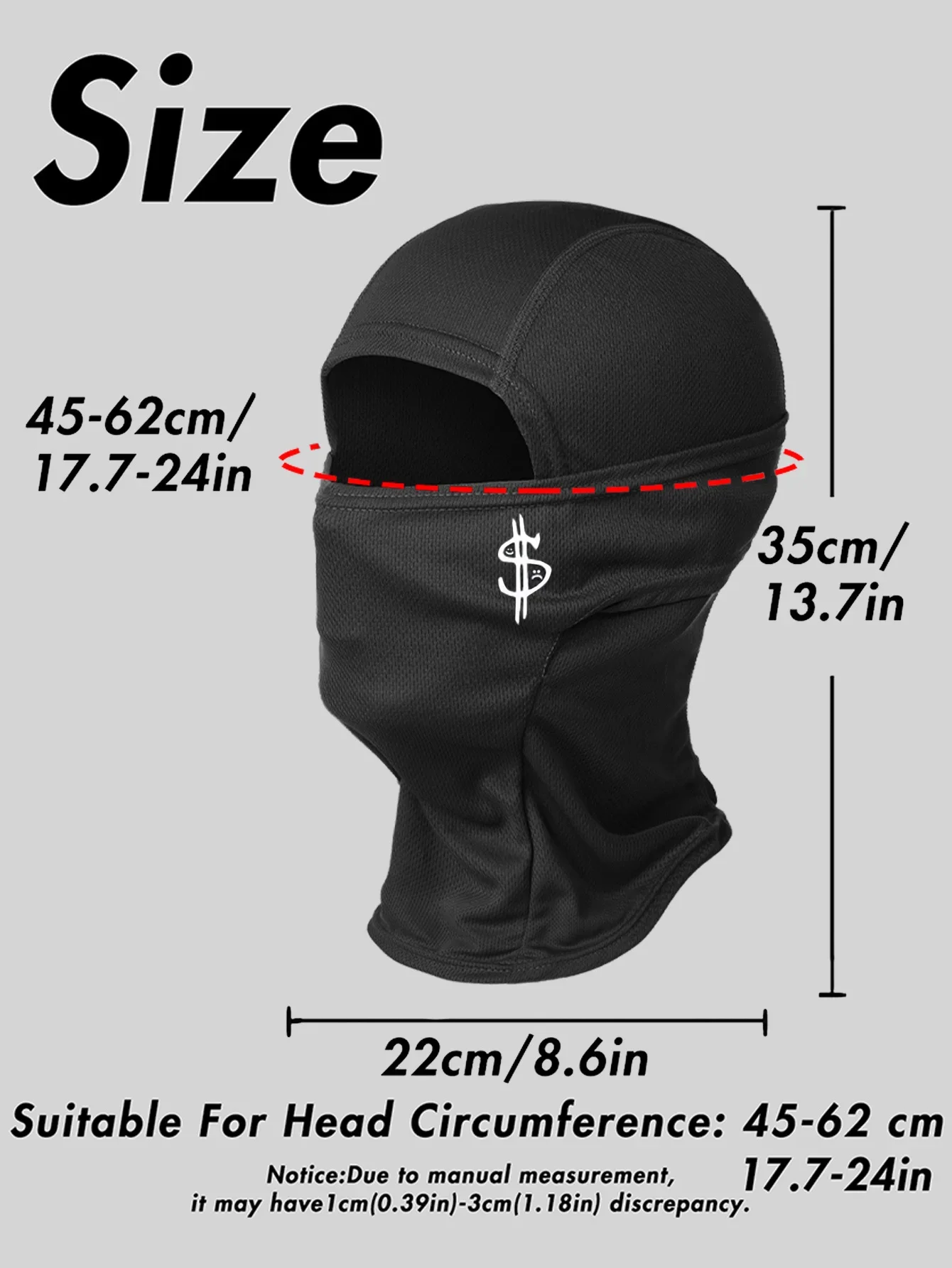 Black Breathable Balaclava Letter Print Motorcycle Face Mask