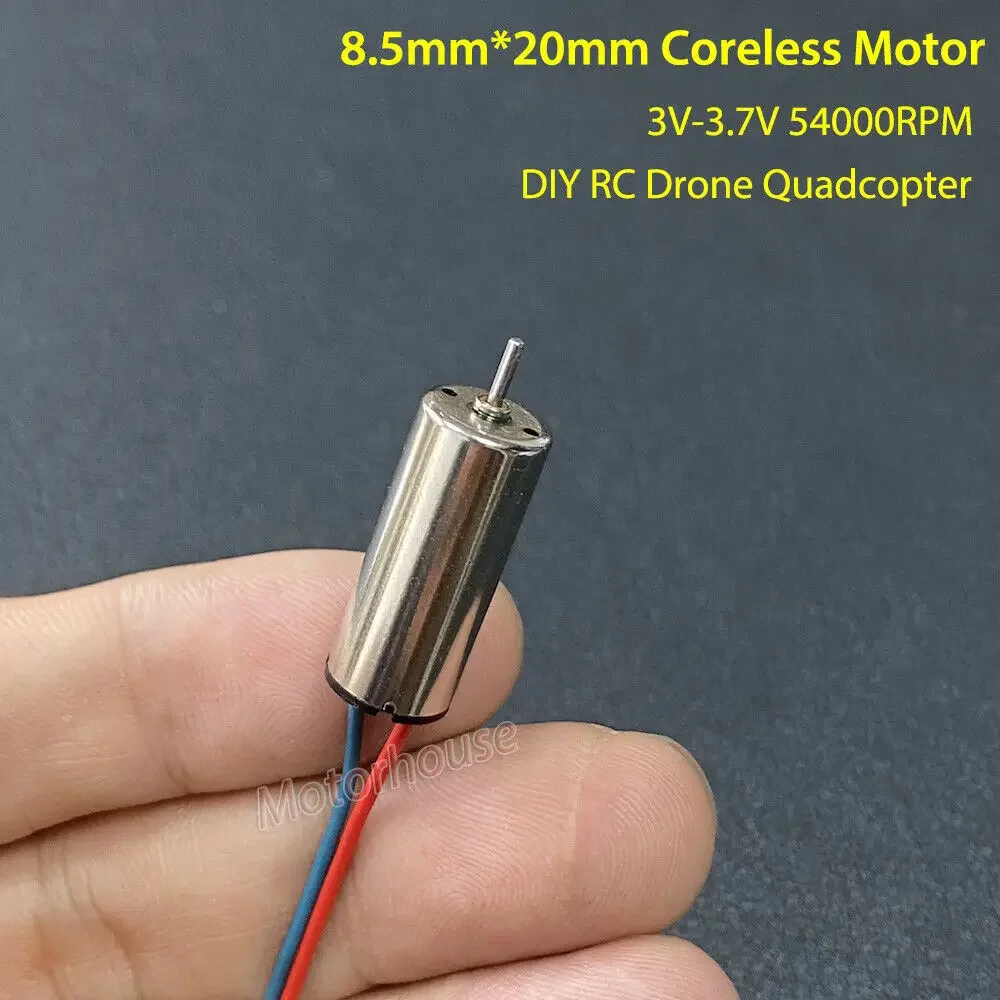 8.5mm*20mm DC 3V 3.7V 54000RPM High Speed Mini 8.5mm Coreless Motor Engine DIY RC Drone Aircraft Quadcopter