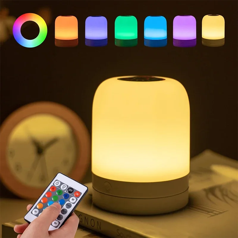 NOVA Luminária de Mesa LED Sensível ao Toque Recarregável RGB Regulável com Controle Remoto para Quarto e Sala de Estar