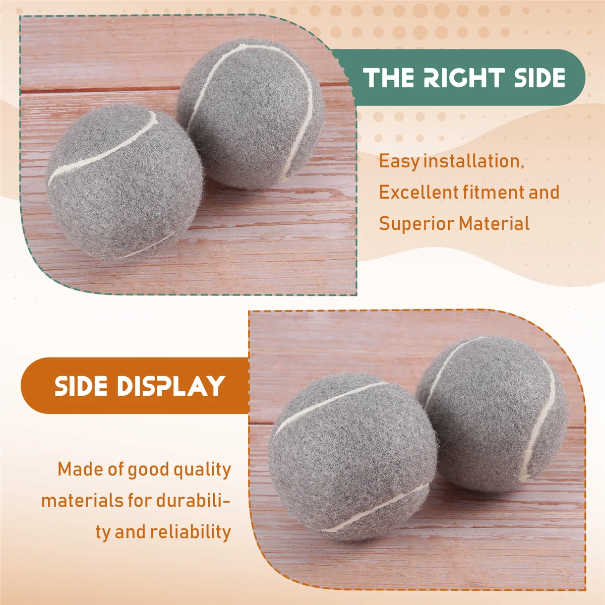 NN89R 2 قطعة كرة تنس للمشاية مسبقة القطع لحماية أرجل الأثاث والأرضيات، غطاء وسادة لباد شديدة التحمل تدوم طويلاً، رمادي