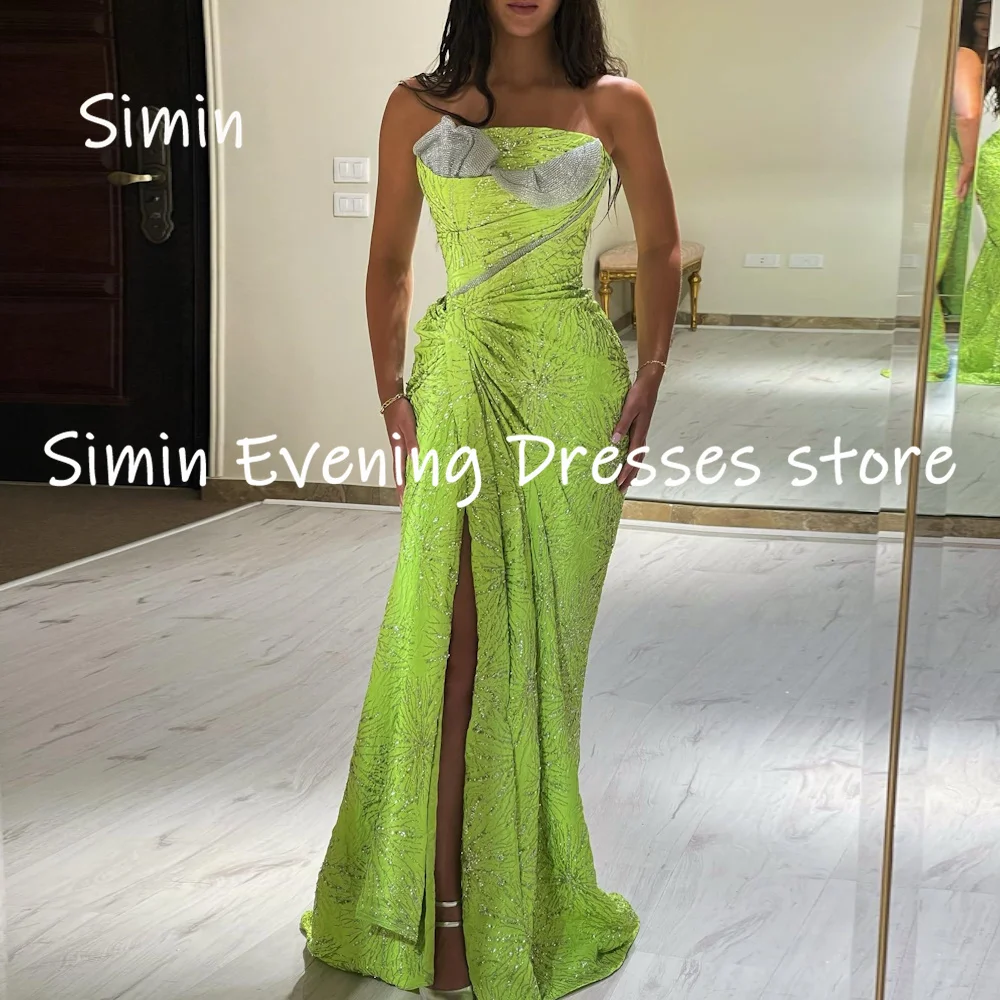 Simin-Cetim Sereia vestido sem alças feminino, sem alças, Populer Ruffle, vestido de baile formal, andar de comprimento, noite vestidos de festa elegantes, 2023