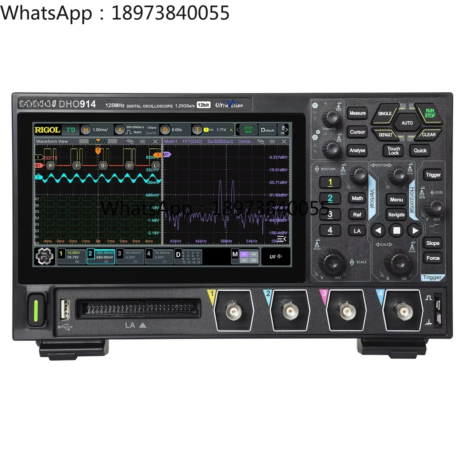 Digital Oscilloscope DHO924 DHO924S 4 Channel 250Mhz  High-resolution 1.25GSa/s Sample Rate Oscilloscope