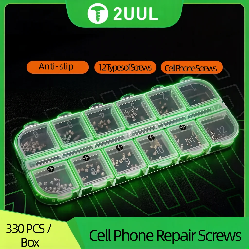330Pcs 12 Types Universal Cell Phone Repair Screws Kit Anti-rust Stainless Steel for Smartphone Tablet