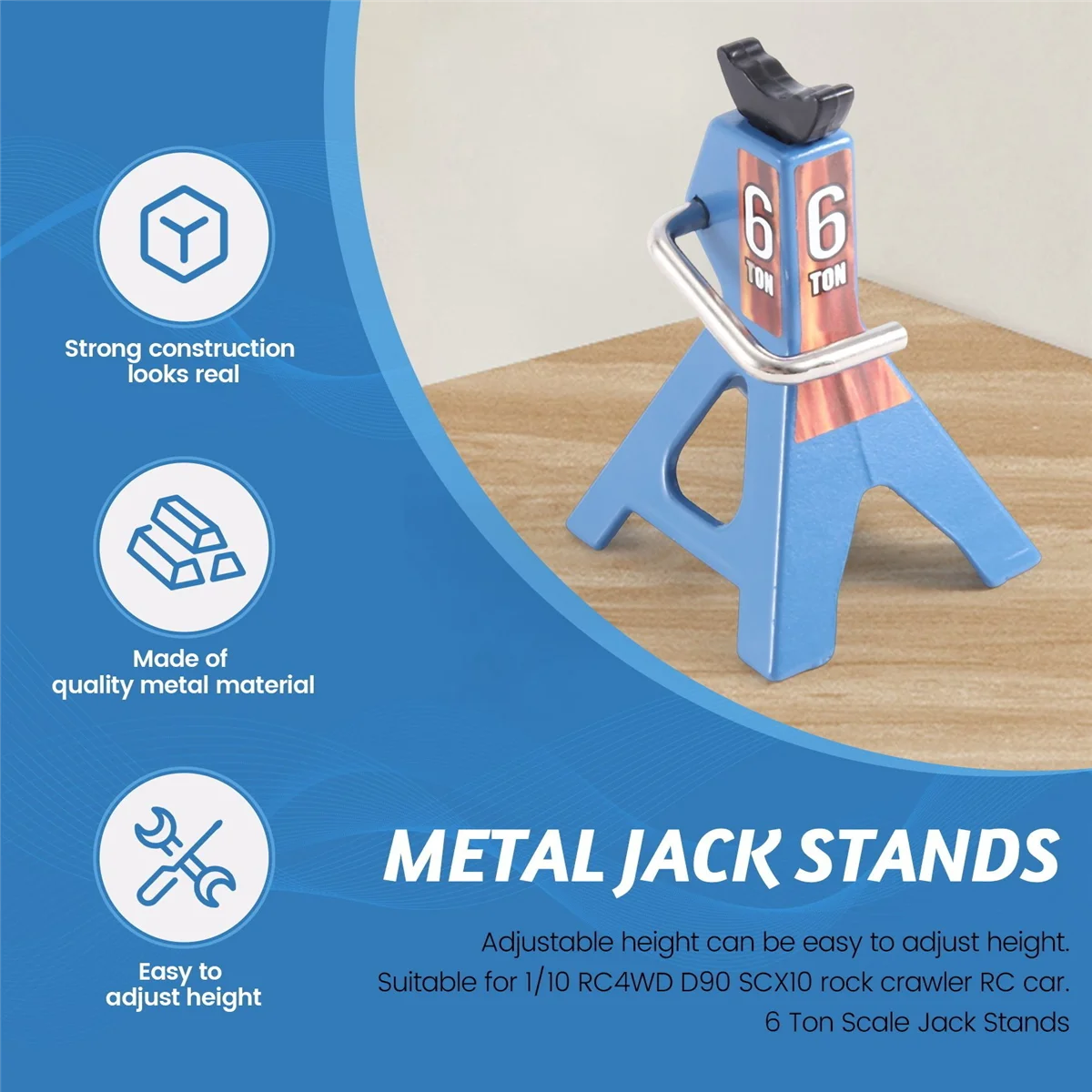 AA84 Metal Jack Stands Simulation Mini Toys for 1/10 RC Crawler Truck Car Trx4 SCX10 Simulation Climbing Vehicles-Blue