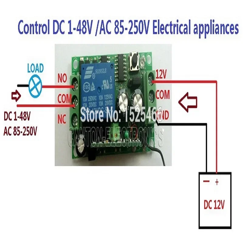 DC 12V 433M RF Wireless Receiver Lerncode Relais für EV1527 PT2262 ASK OOK Fernbedienung