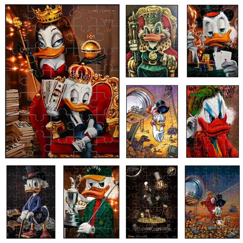 

35 Pieces Disney Donald Duck Treasure Puzzles Cartoon Animation Jigsaw Puzzle for Kids Educational Toys Family Children's Games